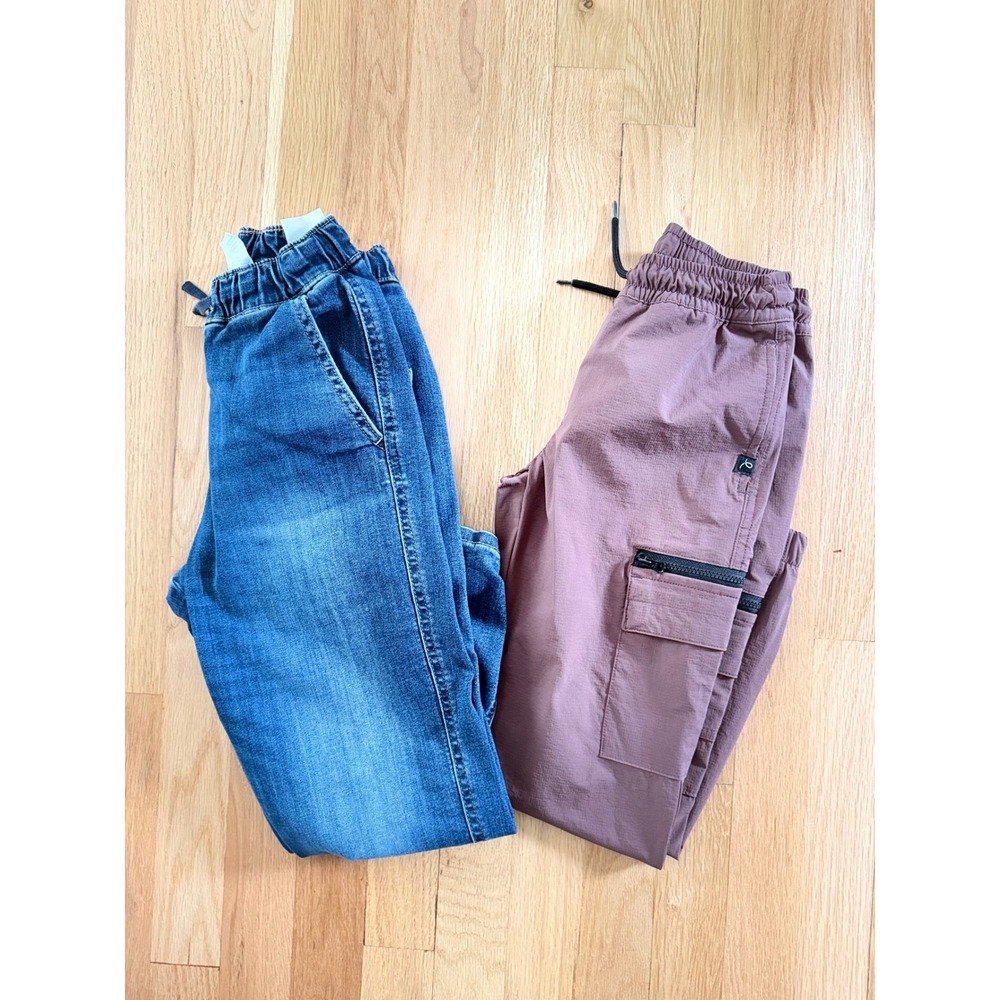 H&M Lined Blue Denim Joggers & Art Class Brown Cargo Pants Bundle Size 7